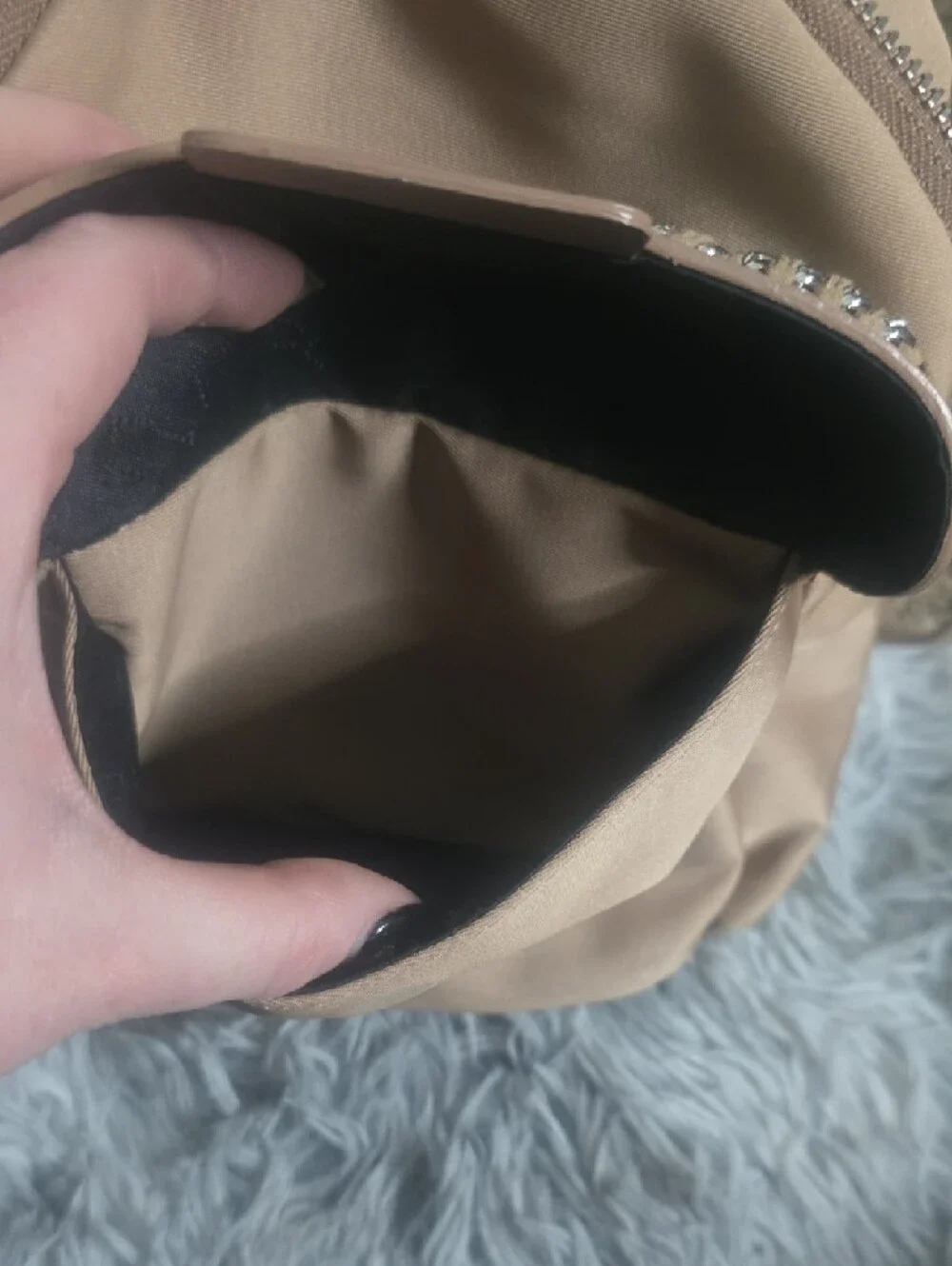Stella McCartney Beige Mini Backpack W/ Silver Chain Trim/Hardware (VERY GOOD)✨️